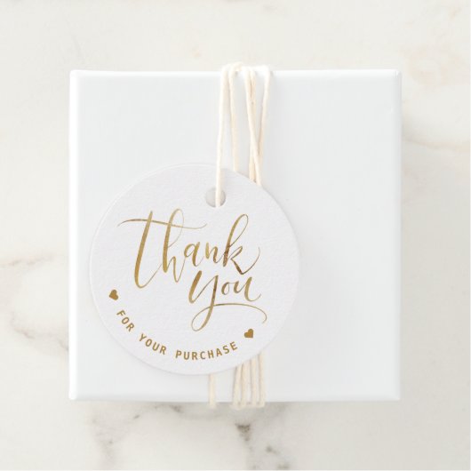 Étiquettes Cadeau Faux Gold Simple Script moderne Merci d'affaires (En situation)