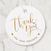 Étiquettes Cadeau Faux Gold Simple Script moderne Merci d'affaires (Devant)