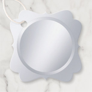 Étiquettes Cadeau Faux métalliques Argent Moderne Élégant Modèle bla