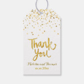 Étiquettes-cadeau faux or confetti merci mariage de calligraphie (Devant)