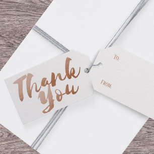 Étiquettes-cadeau Faux Rose Gold Foil Merci Tags cadeaux