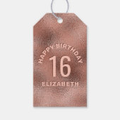 Étiquettes-cadeau Faux Rose Gold Foil Texture Joyeux Anniversaire &  (Devant)
