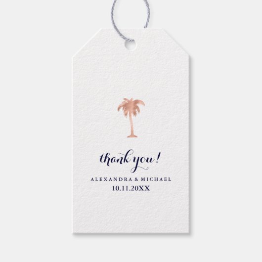 Étiquettes-cadeau Faux Rose Gold Look Palm Tree Mariage (Devant)