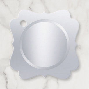 Étiquettes Cadeau Faux tendance sur mesure Argent Élégant Blanc mode
