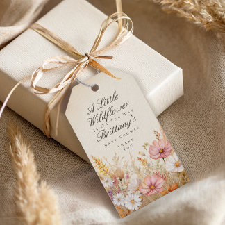 Étiquettes-cadeau Faveur de Baby Shower Fleur Sauvage de Prairie Aut