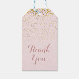 Étiquettes-cadeau Faveur de Blush Pink & Gold Confetti Moderne Éléga