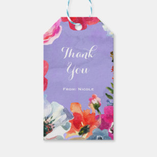 Étiquettes-cadeau Faveur de fête chic pop florale peinte en gras vio