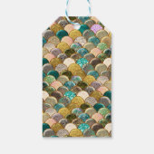 Étiquettes-cadeau Faveur de fête d'anniversaire écailles sarcelle or (Dos)