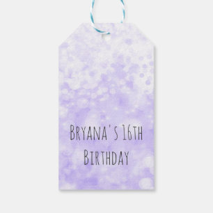 Étiquettes-cadeau Faveur de fête d'anniversaire Purple Sparkle Glam