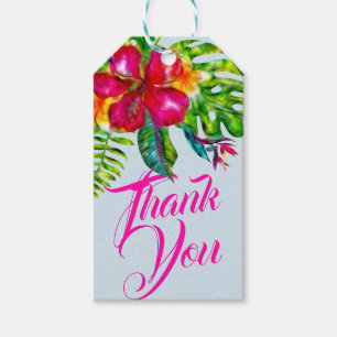 Étiquettes-cadeau Faveur de fleurs tropicales lumineuses à motif hib