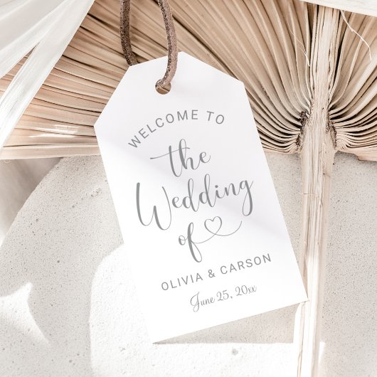 Étiquettes-cadeau Faveur de mariage à monogramme en écriture cursive
