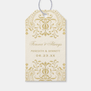 Étiquettes-cadeau Faveur de mariage dorée et ivoire Glamour Vintage
