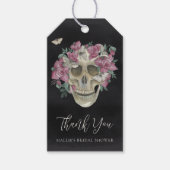 Étiquettes-cadeau Faveur de mariage floral rose crâne Halloween (Devant)