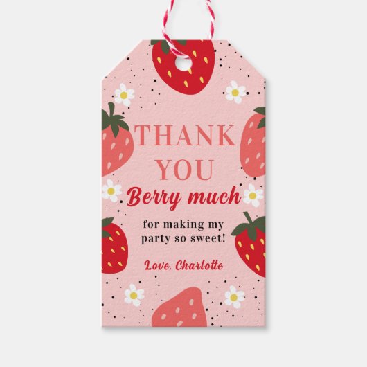 Étiquettes-cadeau Faveur de remerciement de fraise (Devant)
