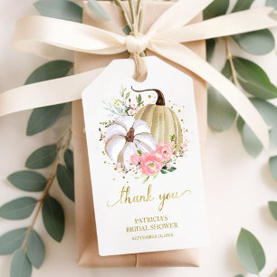 Étiquettes-cadeau Faveur de rose florale de citrouille d'automne pou