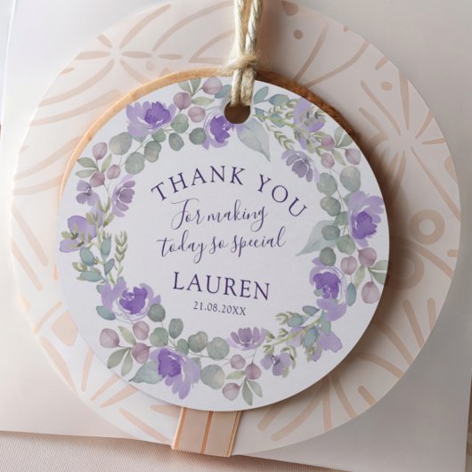 Étiquettes Cadeau Faveur florale violette Boho