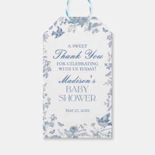 Étiquettes-cadeau Faveurs de Baby Shower avec Toile De Jouy Bleue