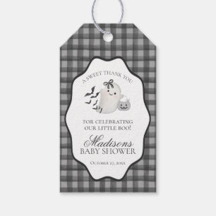 Étiquettes-cadeau Faveurs de Baby Shower Petite Fée en Vichy Noir