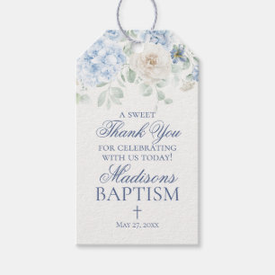 Étiquettes-cadeau Faveurs de baptême botanique d'hydrangea floral bl