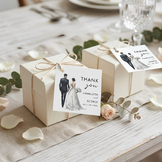 Étiquettes Cadeau Faveurs de mariage illustration de la mariée et du