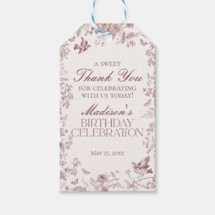 Étiquettes-cadeau Faveurs de naissance florales Toile de Jouy de Bou