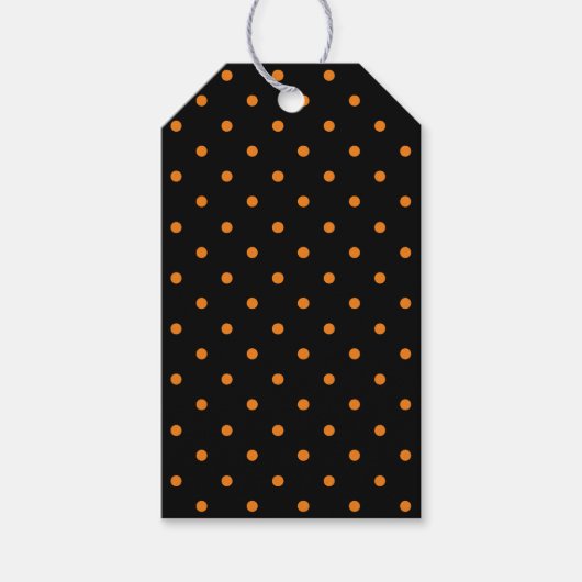 Étiquettes-cadeau faveurs de points oranges noirs Halloween (Devant)