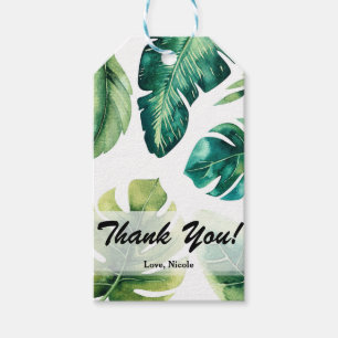Étiquettes-cadeau Favor de mariage élégant aux feuilles tropicales v