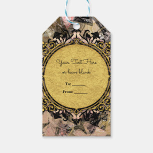 Étiquettes-cadeau Favori de fête glamour rose noir et or tourbillon 