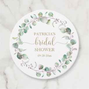 Étiquettes Cadeau Favori de mariage avec aquarelle d'eucalyptus verd