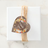 Étiquettes Cadeau Favori de mariage rustique avec feuilles d'automne (En situation)