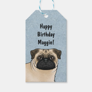 Étiquettes-cadeau Fawn Carlin Chien Gros plan Happy Birthday Blue