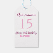 Étiquettes-cadeau Fée rose 15e anniversaire simple moder quinceanera (Dos)