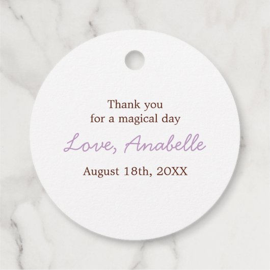 Étiquettes Cadeau Féerie douce Princesse Filles Anniversaire (Dos)