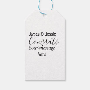 Étiquettes-cadeau Félicitations ajoutez un message de nom de mariage