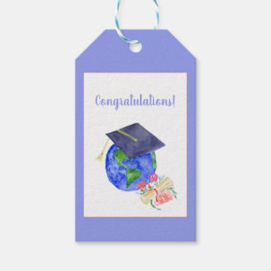 Étiquettes-cadeau Félicitations aquarelle remises de diplômes