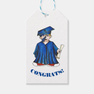 Étiquettes-cadeau FÉLICITATIONS ! Diplôme de Casquette de Bleu Gradu