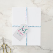 Étiquettes-cadeau Félicitations nom de diplômé monogramme vert rose (Avec de laficelle)