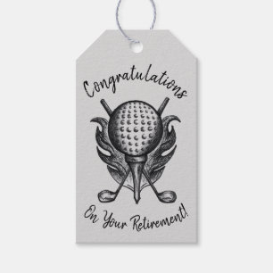 Étiquettes-cadeau Félicitations pour la retraite Golf Ball Tee Clubs