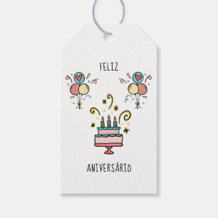 Étiquettes-cadeau Feliz Aniversário de Birthday contents
