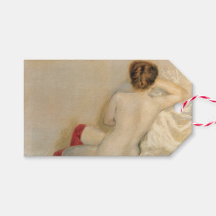 Étiquettes-cadeau Femme Attrayante aux Bas Rouges