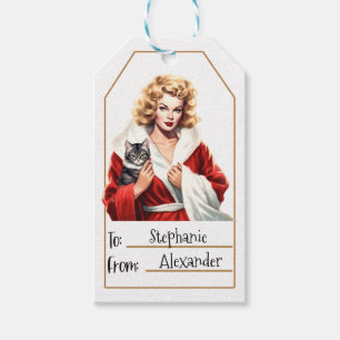 Étiquettes-cadeau Femme élégante vintage  Personnalisé - De et vers 