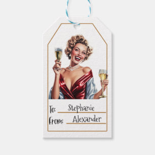 Étiquettes-cadeau Femme élégante vintage Personnalisé - De et vers