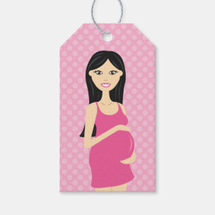 Étiquettes-cadeau Femme Enceinte Mignonne En Robe Rose