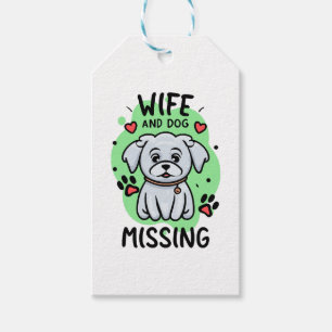 Étiquettes-cadeau Femme et chien manquants