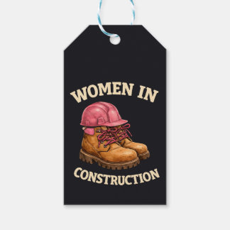 Étiquettes-cadeau Femmes en bottes de travail de construction et cas