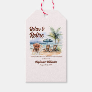 Étiquettes-cadeau Femmes Retraite Plage Chaire Parti à thème