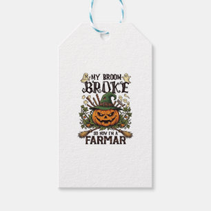 Étiquettes-cadeau Ferme Broom Broke Citrouille d'Halloween Sorcière