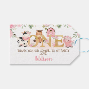 Étiquettes-cadeau Ferme florale rose 1er anniversaire