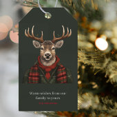 Étiquettes-cadeau Ferme Rustique Plaid Deer Et Vert