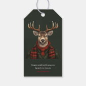 Étiquettes-cadeau Ferme Rustique Plaid Deer Et Vert (Devant)